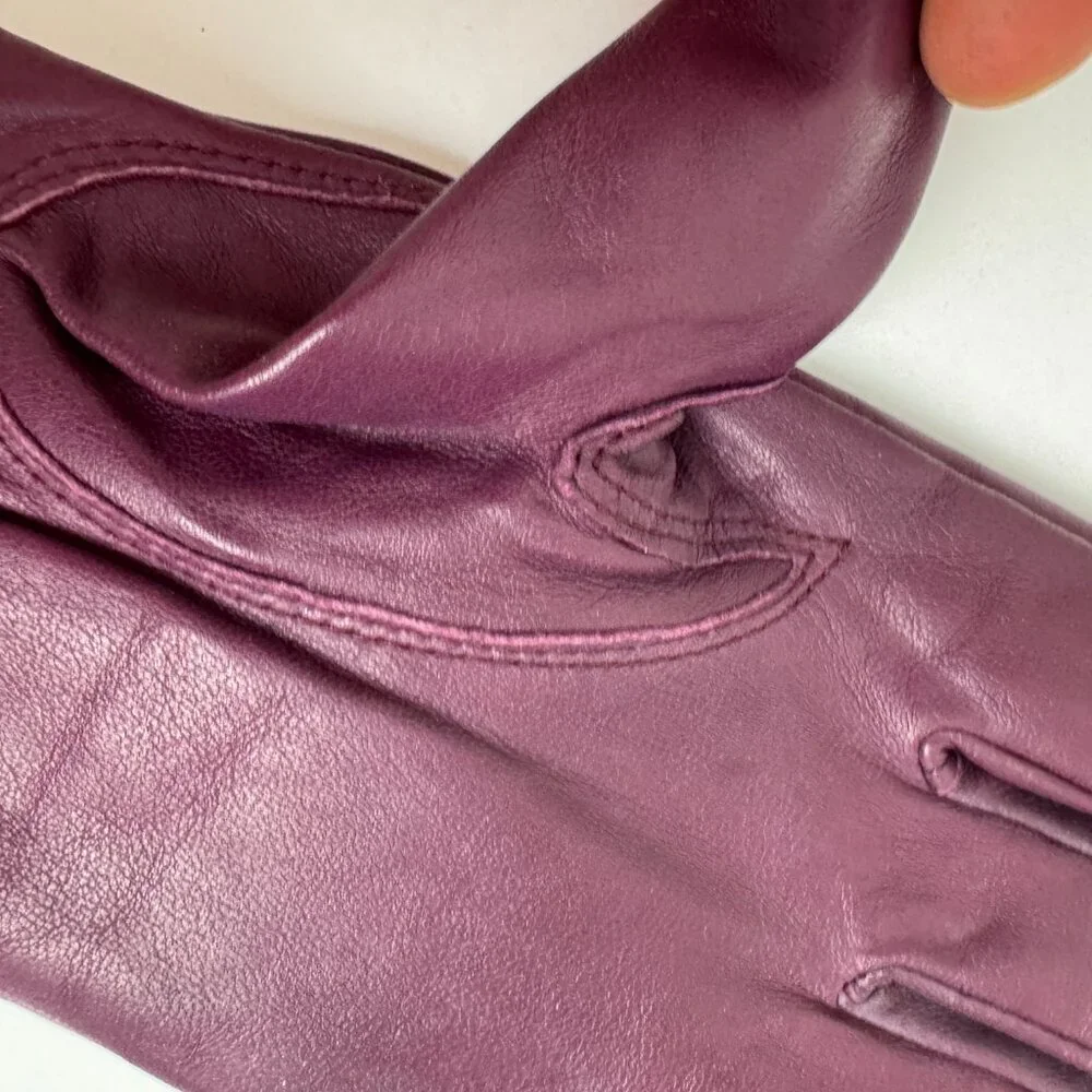 Carole Little Purple leather gloves Size XL